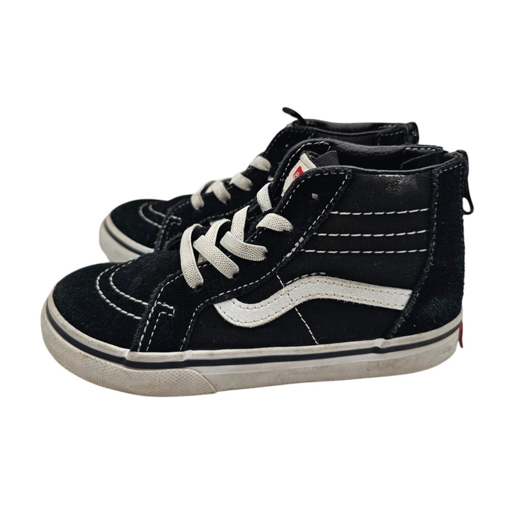 Vans Sk8-Hi Zip toddler Sz 9.5 Tennis shoes Black White Suede